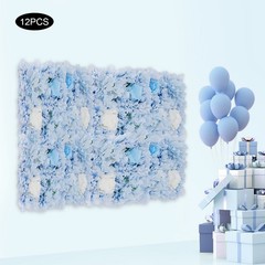 12PCS Artificial Flower Wall Panels White+Blue Dreamlike Flower Wall Backdrop