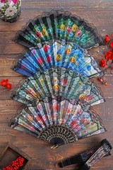 HUNANBANG 1 Dozen 12 Pieces Folding Hand Fans Church Wedding Gift, Party Favo…