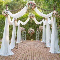Wedding Arch Draping Fabric Arch Drapes 19Ft length x 28″ width (1 Panel) White