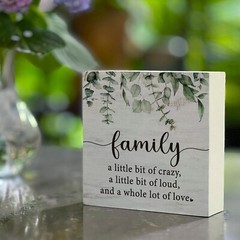 Funny Family a Little Bit of Crazy Wood Box Sign, Inspirational Quotes Rustic…