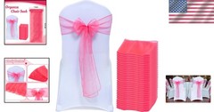 Reusable Coral Organza Chair Sashes – 25 Perfect for Weddings & Showers