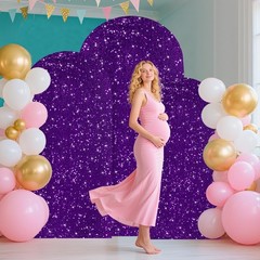Set of 3 Purple Sequin Arch Covers – 7.2FT, 6.6FT, 6FT Stretchy Backdrop for Wed