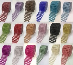 Diamond Flower Mesh 4 Inch X 10 Yards Rhinestone Ribbon Wrap for Wedding Party