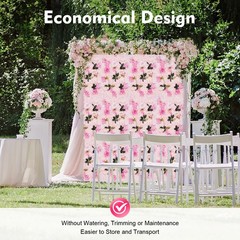 12pcs Artificial Flower Panels 24″x16″ Romantic Floral Backdrop Wedding Decor