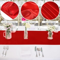 ANECO 4 Pack Satin Table Runner 12 x 108Inch Long Bright Silk and Smooth Fabr…