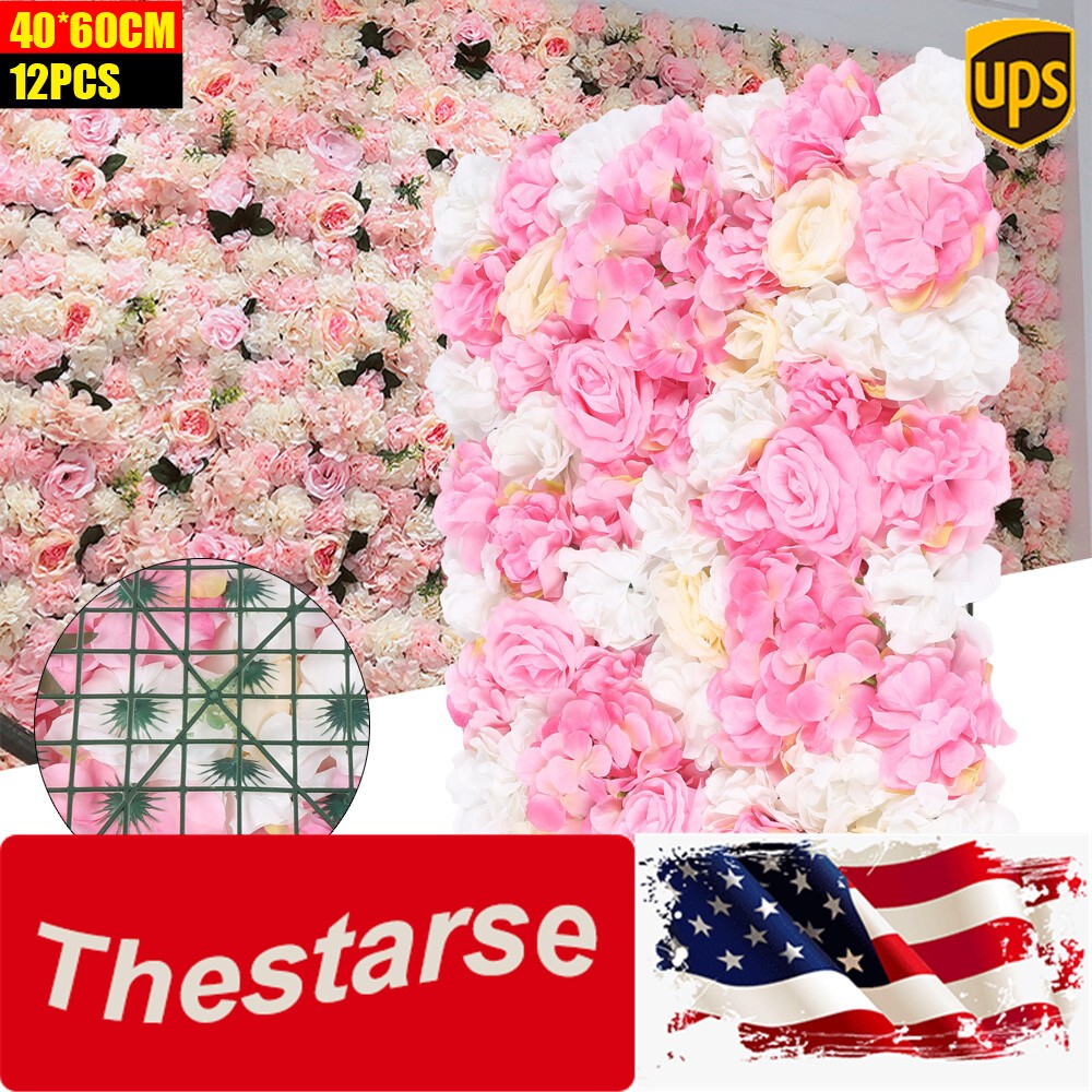 12 PCS Artificial Flowers Wall Panel for DIY Wedding Street Background Decor