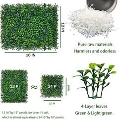 Artificial Grass Wall Backdrop Panels,16 X 12 in 12P(16 sqft) UV-Anti Greener…