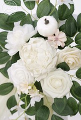 Odouzy 2 Pack Wedding Arch Flowers Artificial Floral Swag White Green Decor