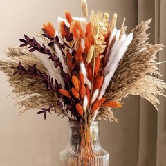 130Pcs Real Oran Ppas Grass, 17″ Natural Dried Flowers Boho Winter