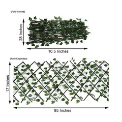Green 17x 95″ Expandable Lattice Fence Wood Backdrop Panel Silk Ivy Leaves Party