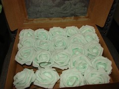 Ling’s Moment 25 pcs 3″ Artificial Faux Foam Roses with Stem Weddings/MINT GREEN