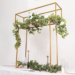 48″ GOLD Metal Rectangular Top FLOWER STAND Centerpiece Party Events Decorations