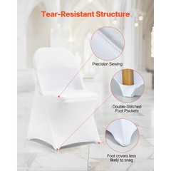 Uimoso 12PCS White Spandex Chair Covers for Weddings, Parties, and Dining Events