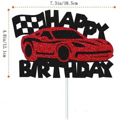 Race Car Cake Topper Happy Birthday Cake Decorations for Men Kids Boys Racing…