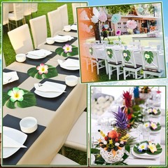 60 Pcs Tropical Party Decor Supplies 30 Pcs 8″ Fak Monstera Leaves 30 Pcs 2.7…