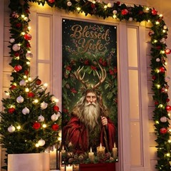 Yule Banner Winter Solstice Backdrop Sign Krampus Winter Xmas Decor Pagan