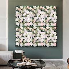 6Pcs Flower Wall Panel Rose Flower Backdrop Silk Fabric Floral Wall Mat 60x40cm