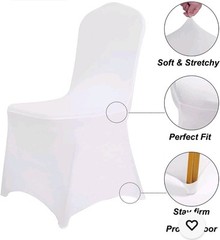Stretch Spandex Wedding Party Arched Front Chair Covers White (50pcs)