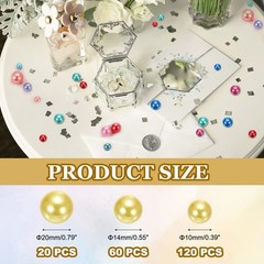 200 Pcs Pearl Bead for Vase Filler, 20/14/10mm Floating Beads(Yellow)