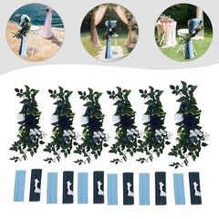 6pcs Blue Artificial Flower Arrangement Ribbons For Wedding Chair Back Decor New