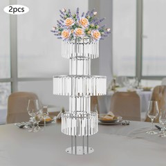 5 Tier Flower Stands, 2PCS Flower Stands, Crystal Flower Stands Round Modern