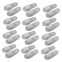 12 Pairs House Slippers for Guests Disposable Open Toe Spa Medium Light Gray