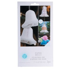 2-PACK HONEYCOMB BRIDAL WHITE PAPER BELLS BY VICTORIA LYNN 9” 11” 15”