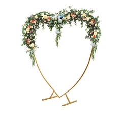 210cm(6.89ft) Heart Shaped Gold Metal Balloon Arch Stand Frame Display Kit Love