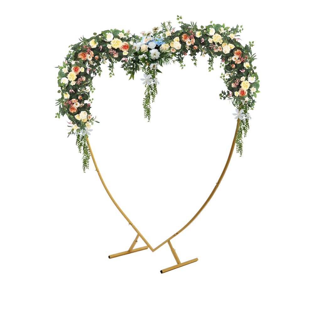 210cm(6.89ft) Heart Shaped Gold Metal Balloon Arch Stand Frame Display Kit Love