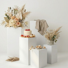 5PCS Metal White Cake Display Pedestal Stands Square Pillars for Party Wedding