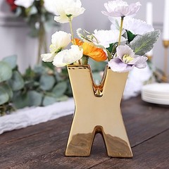 GOLD 6″ Ceramic X Symbol Flower VASE Table Centerpiece Party Events Decorations