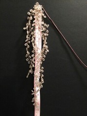 Bugle Beaded Leaf Petal Spray Picks, Floral Bridal Wedding Decor Pink/Silver