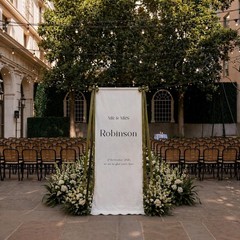 Custom Fabric Welcome Banner Cotton Linen Wedding Backdrop