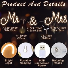 25×7 Inches Mr and Mrs LED Neon Sign – Perfect for Wedding & Reception Decor