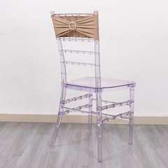 10 Nude Spandex CHAIR SASHES with Silver Round Buckles Wedding Decorations SALE