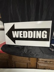 Wedding Direction Sign Black & White 48″ x 24″ Plastic Rectangle