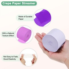 8-Rolls 656ft Paper Streamers for Decoration [4 Colors-1.8 Inch x 82 Ft/Roll]