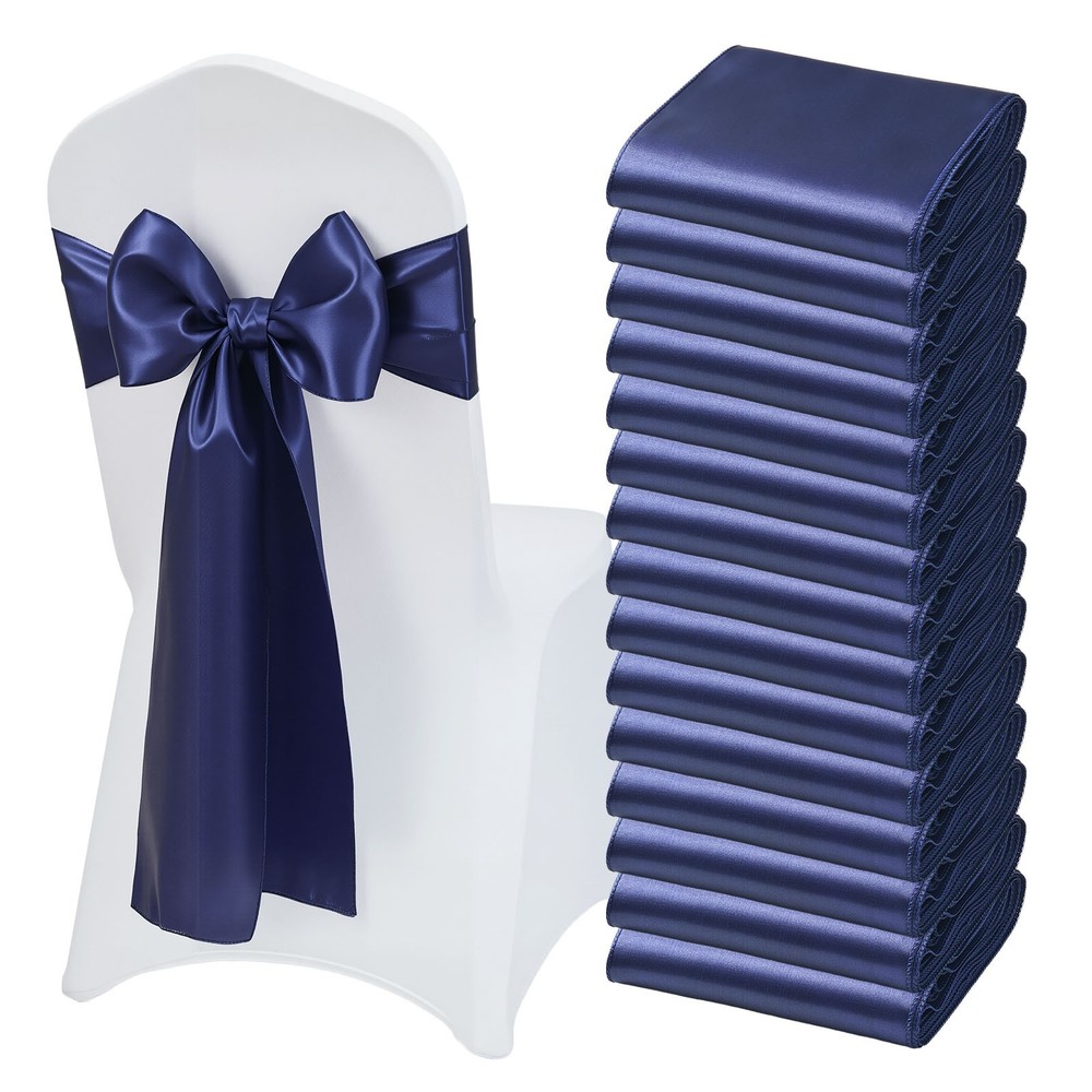 VEVOR 50PCS Navy Blue Spandex Chair Sashes Elastic Bows Wedding Party Dining