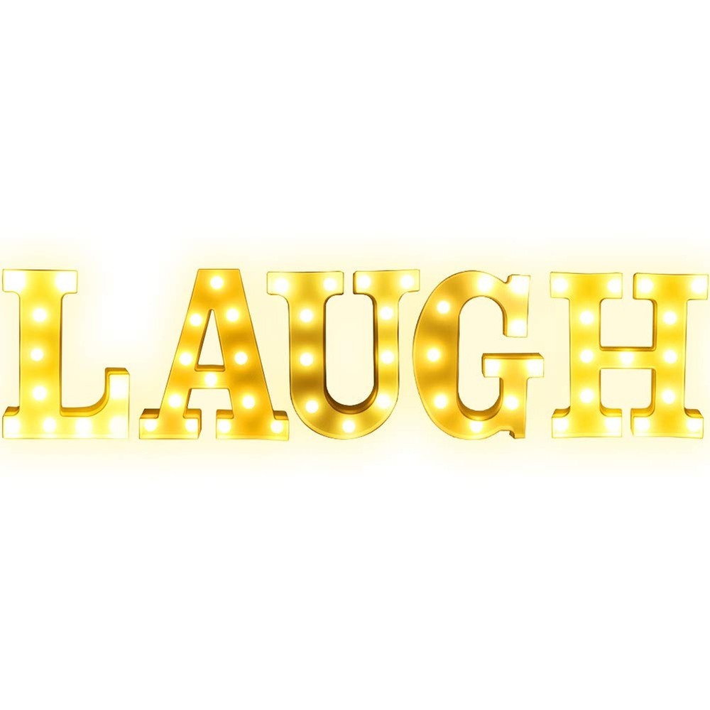 Creation Core 8.7″ Tall Large LED Laugh Marquee Signs Battery Operated Warm W…