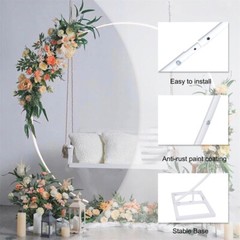 Circle Wedding Arch Moon Gate Flower Balloons Frame Free Standing Party Backdrop