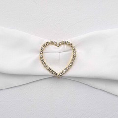 Gold 2 in Heart Metal Chair Sash PIN BUCKLE Rhinestones Party Events Decorations