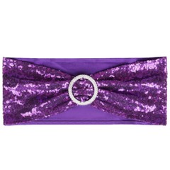 10-100Pcs Stretch Sequin Wedding Chair Bands with Buckle Slider Sashes Bow Decor