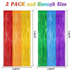 2 Pack Rainbow Backdrop Curtains, 3.28 FT x 7.05 FT Colofull Party Decoration…