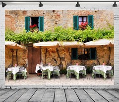 Fabric 9x6ft Italian Town Cafe Backdrop for Wedding Photography Tuscany Stone…