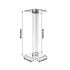 46 in Clear Acrylic Flower Display STAND Square Top and Base Party Decorations