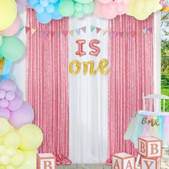 Backdrop Curtain Drapes 4 Pieces 2FTx8FT Blush Pink Wedding Backdrop Bridal