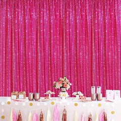 Sparkly Hot Pink Sequin Backdrop Curtain 6FTx8FT – 3 Pack