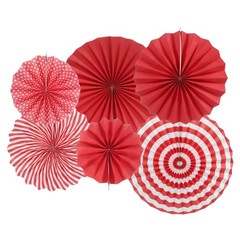 12Pcs Hanging Paper Fans Party Set Decoration for Home Birthday Wedding Red