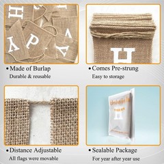 Uniwish Happy Birthday Burlap Banner Neutral Happy Birthday Party Decorations…
