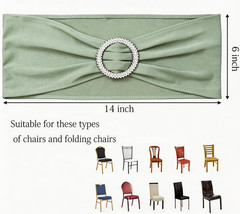 Pack of 50 Spandex Sage Green Chair Sashes for Wedding Elastic Chair Bands with